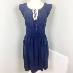 Anthropologie Maeve Ingrid All Silk Navy Dress 6